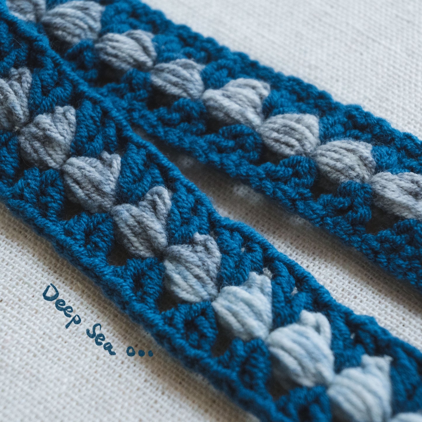 手工鈎織髮帶-藍泡泡髮帶-miyabi-crochet