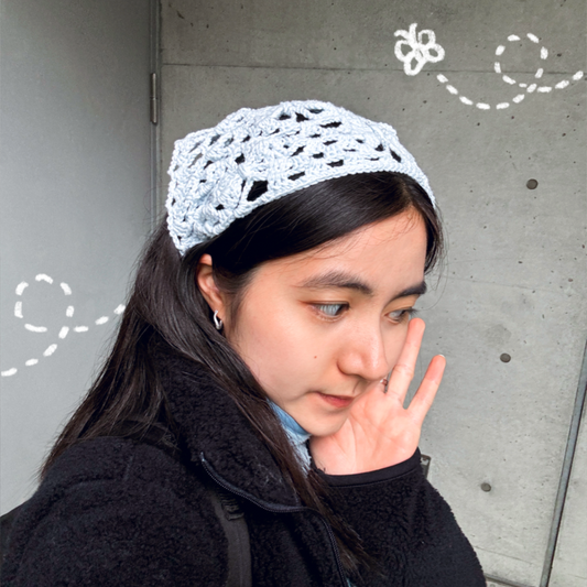 手工鈎織頭巾-蝴蝶頭巾-miyabi-crochet
