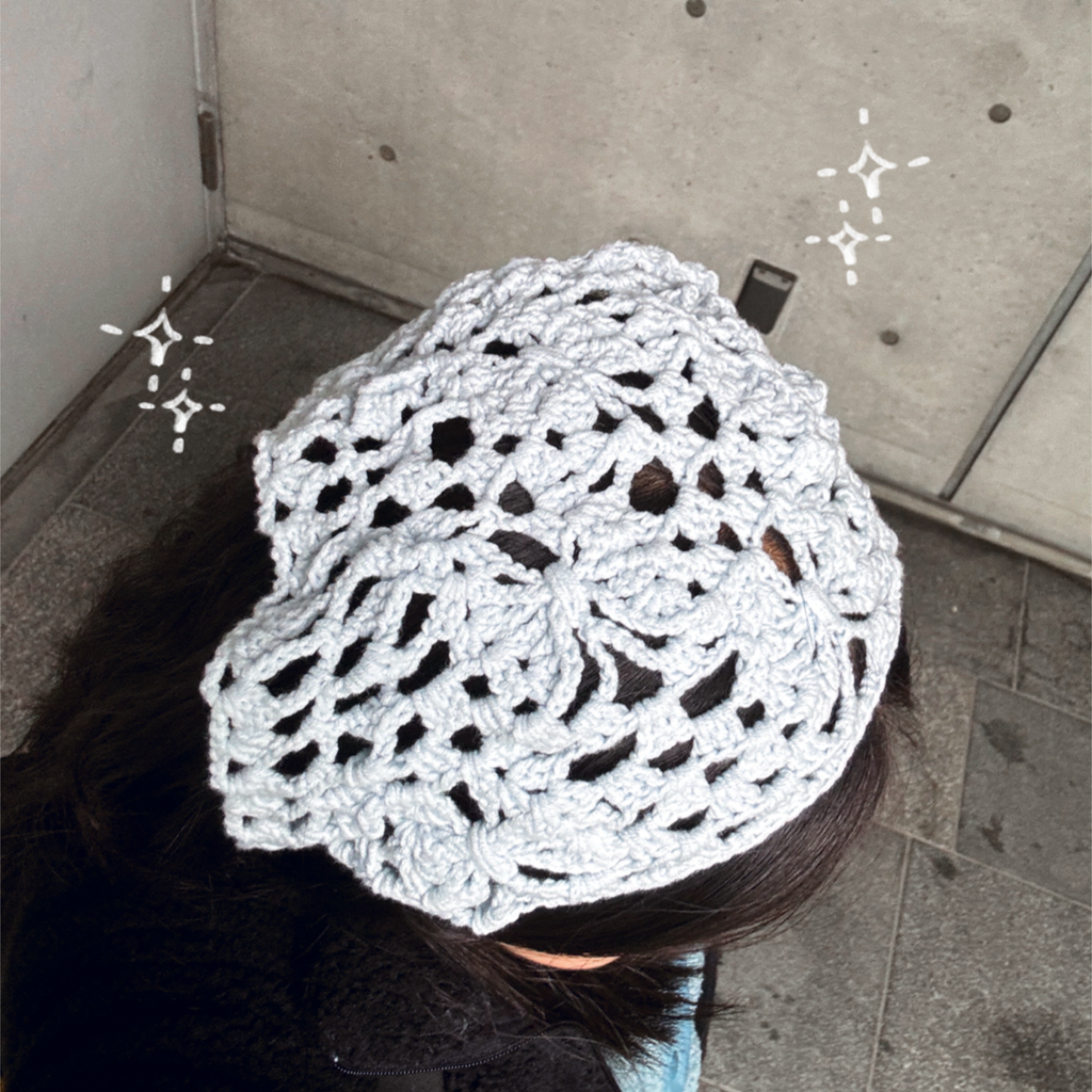 手工鈎織頭巾-蝴蝶頭巾-miyabi-crochet