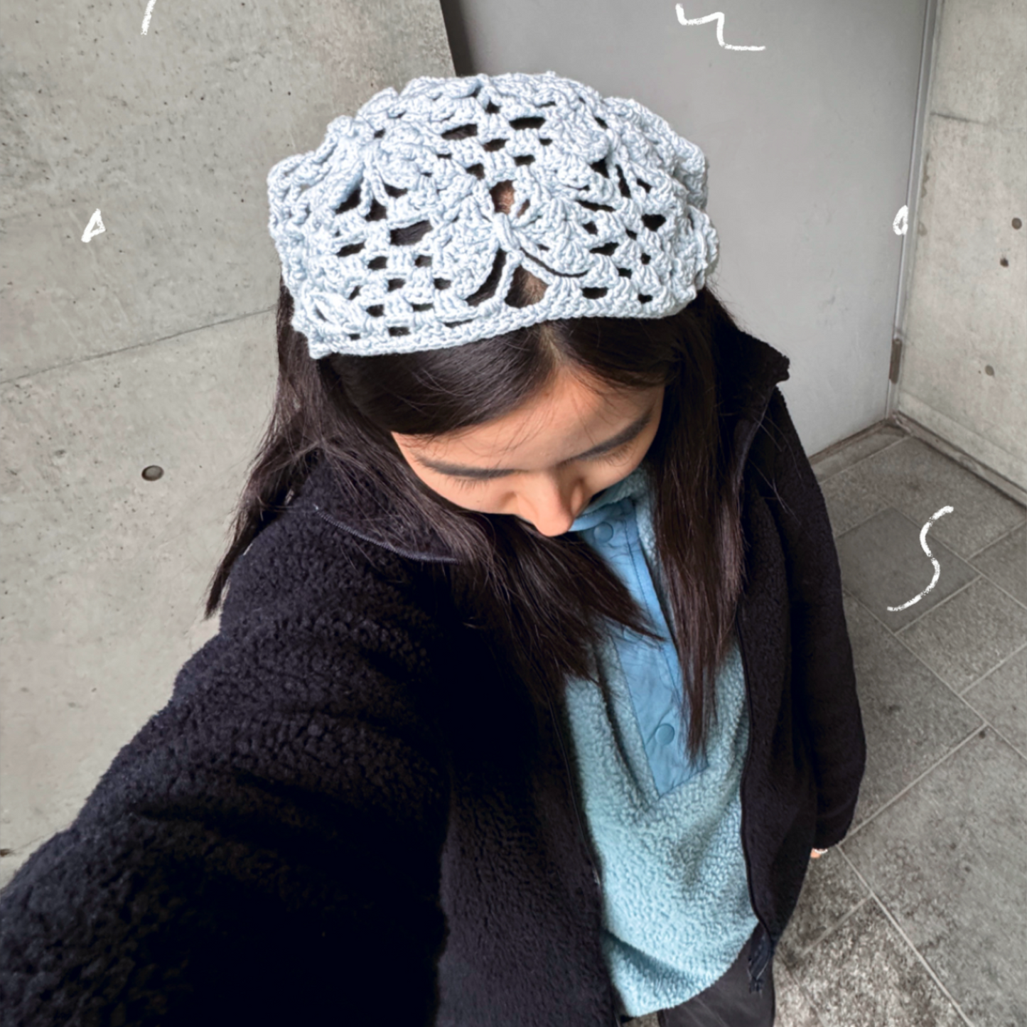 手工鈎織頭巾-蝴蝶頭巾-miyabi-crochet