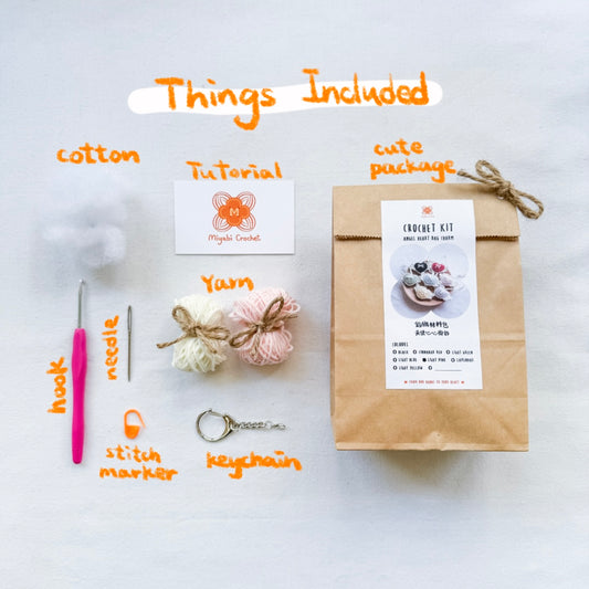 鈎織材料包-天使心心掛飾-miyabi-crochet