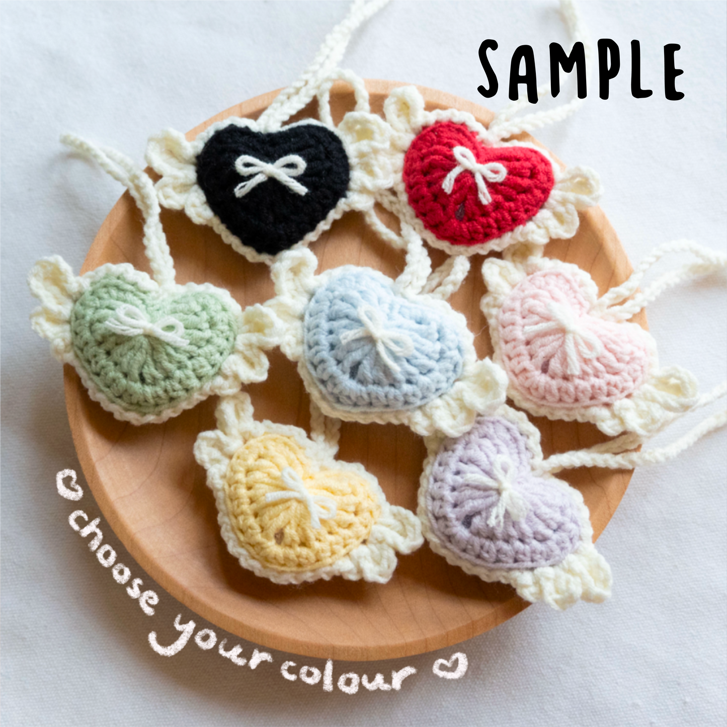 鈎織材料包-天使心心掛飾-miyabi-crochet