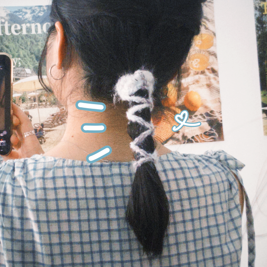 鈎織手混線長綁帶髮圈-miyabi-crochet