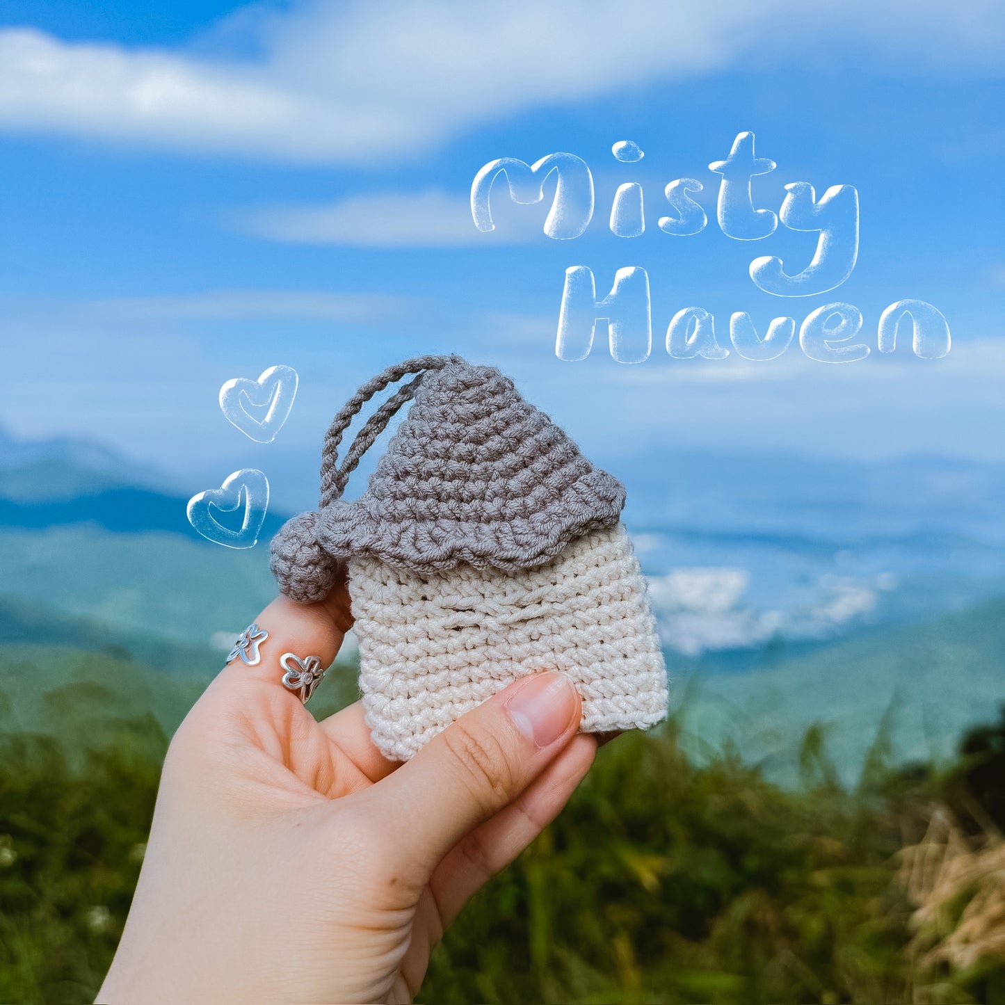 手作鈎織鎖匙包-森林精靈小屋鎖匙包-miyabi-crochet