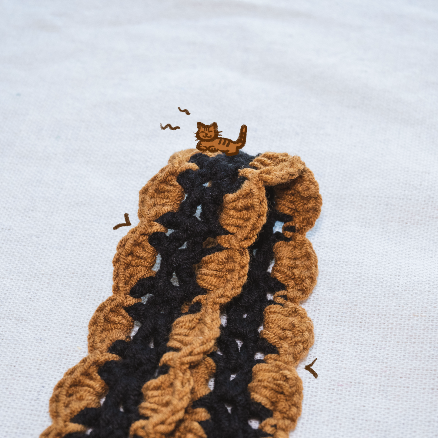 手工鈎織花花邊髮帶-Biscuit