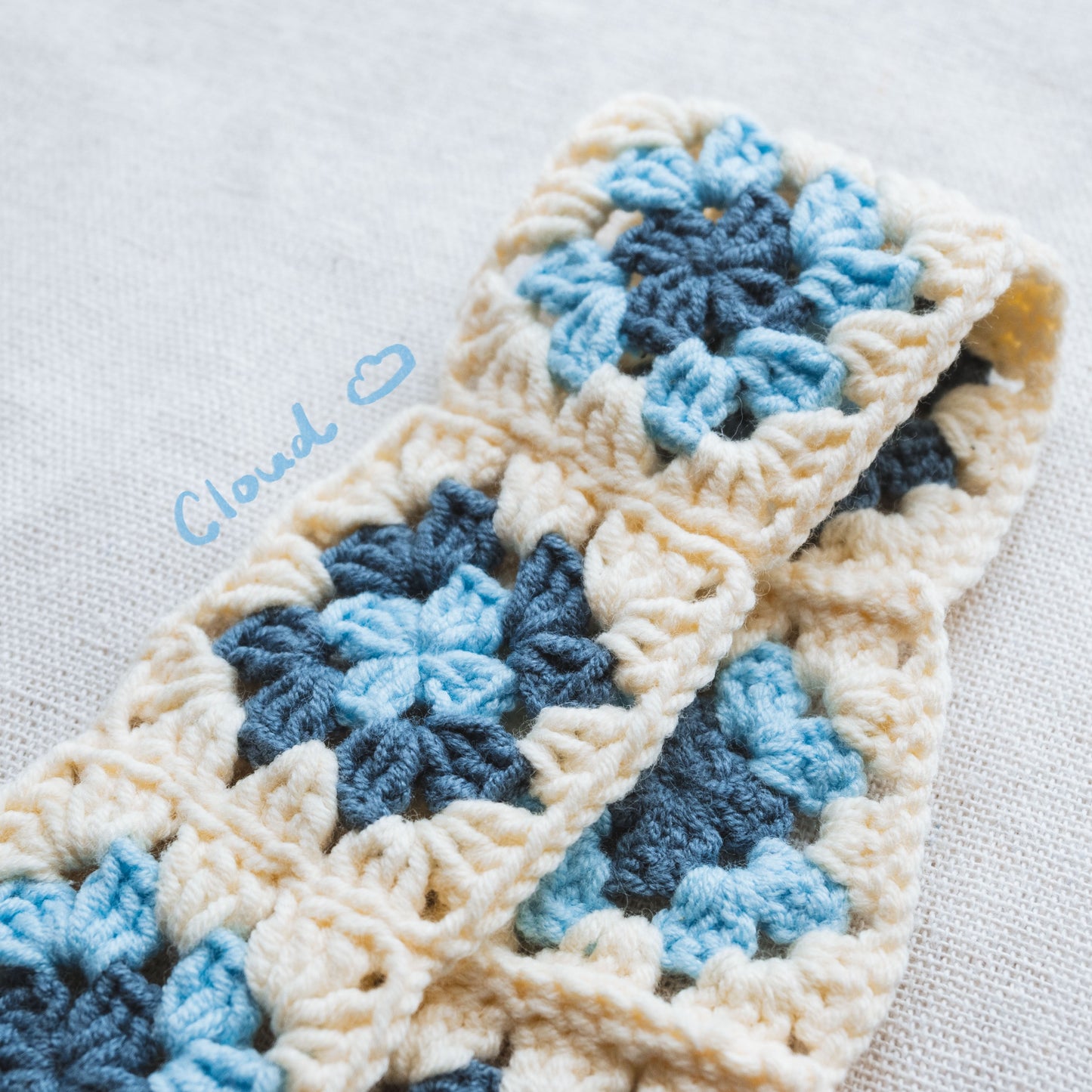 手工鈎織復古花磚髮帶-雲朵