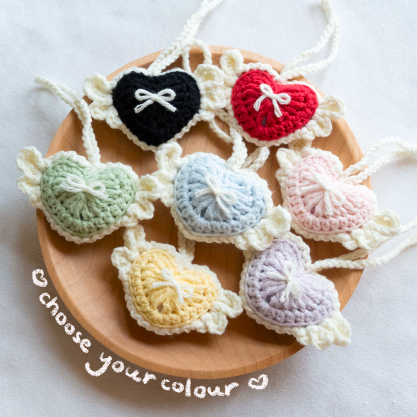手工鈎織掛飾-天使心心掛飾-miyabi-crochet