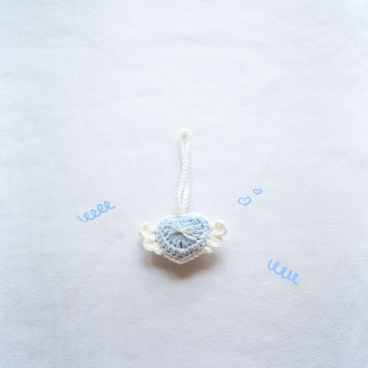 手工鈎織掛飾-天使心心掛飾-miyabi-crochet