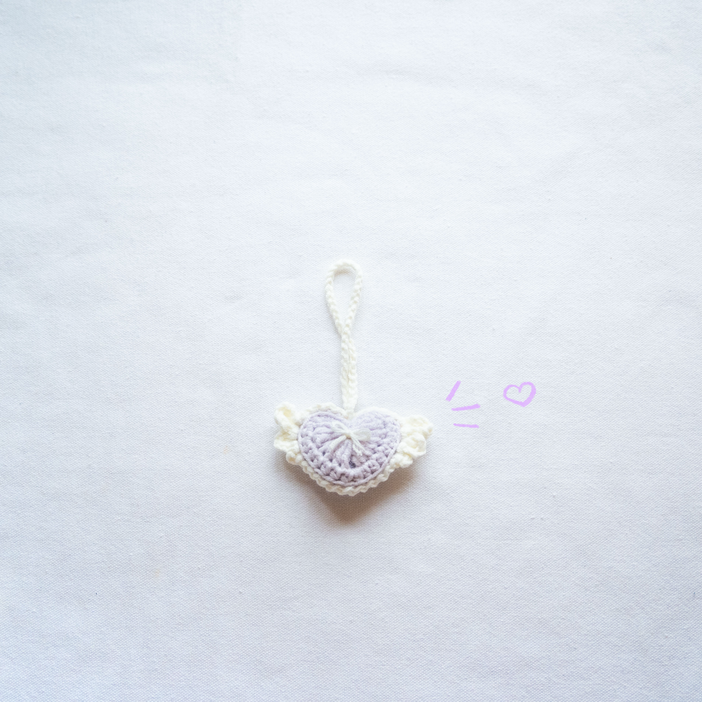 手工鈎織掛飾-天使心心掛飾-miyabi-crochet