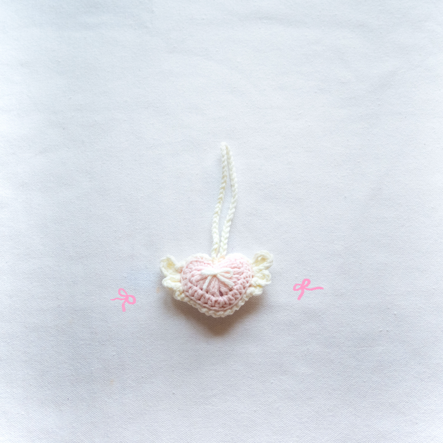 手工鈎織掛飾-天使心心掛飾-miyabi-crochet