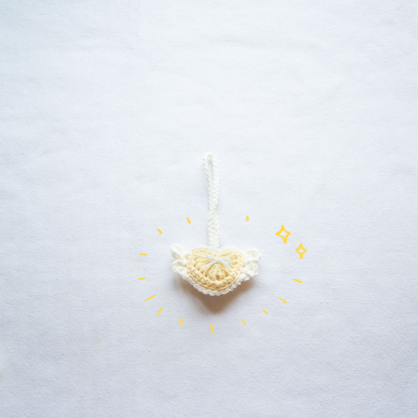手工鈎織掛飾-天使心心掛飾-miyabi-crochet