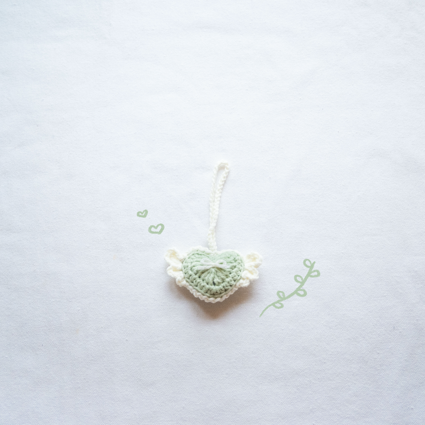 手工鈎織掛飾-天使心心掛飾-miyabi-crochet