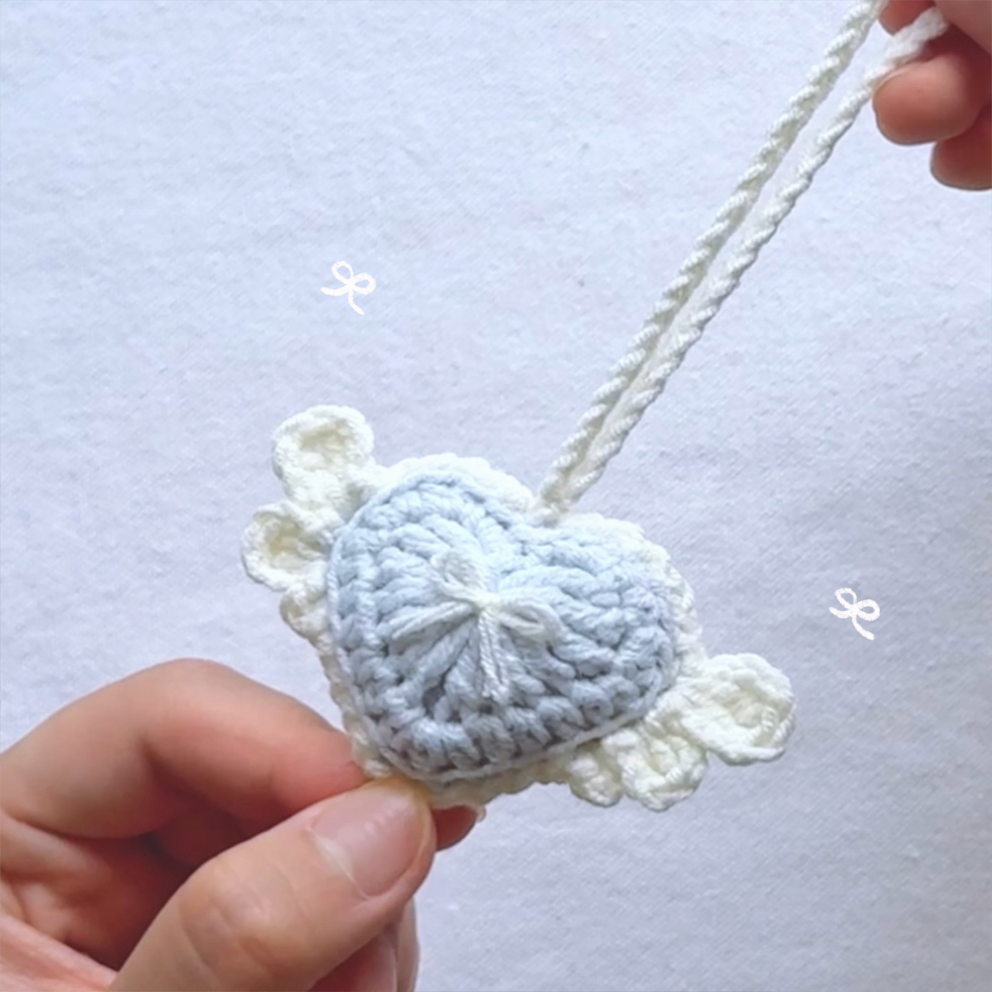 手工鈎織掛飾-天使心心掛飾-miyabi-crochet