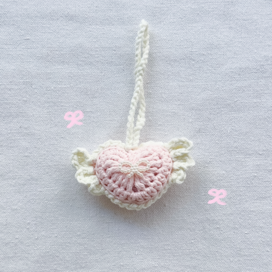 手工鈎織掛飾-天使心心掛飾-miyabi-crochet
