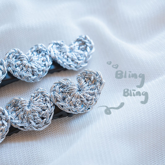 Bling Bling心心髮夾（一對）
