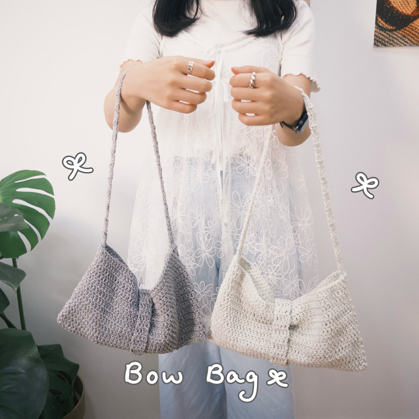 鈎織蝴蝶結袋材料包-miyabi-crochet