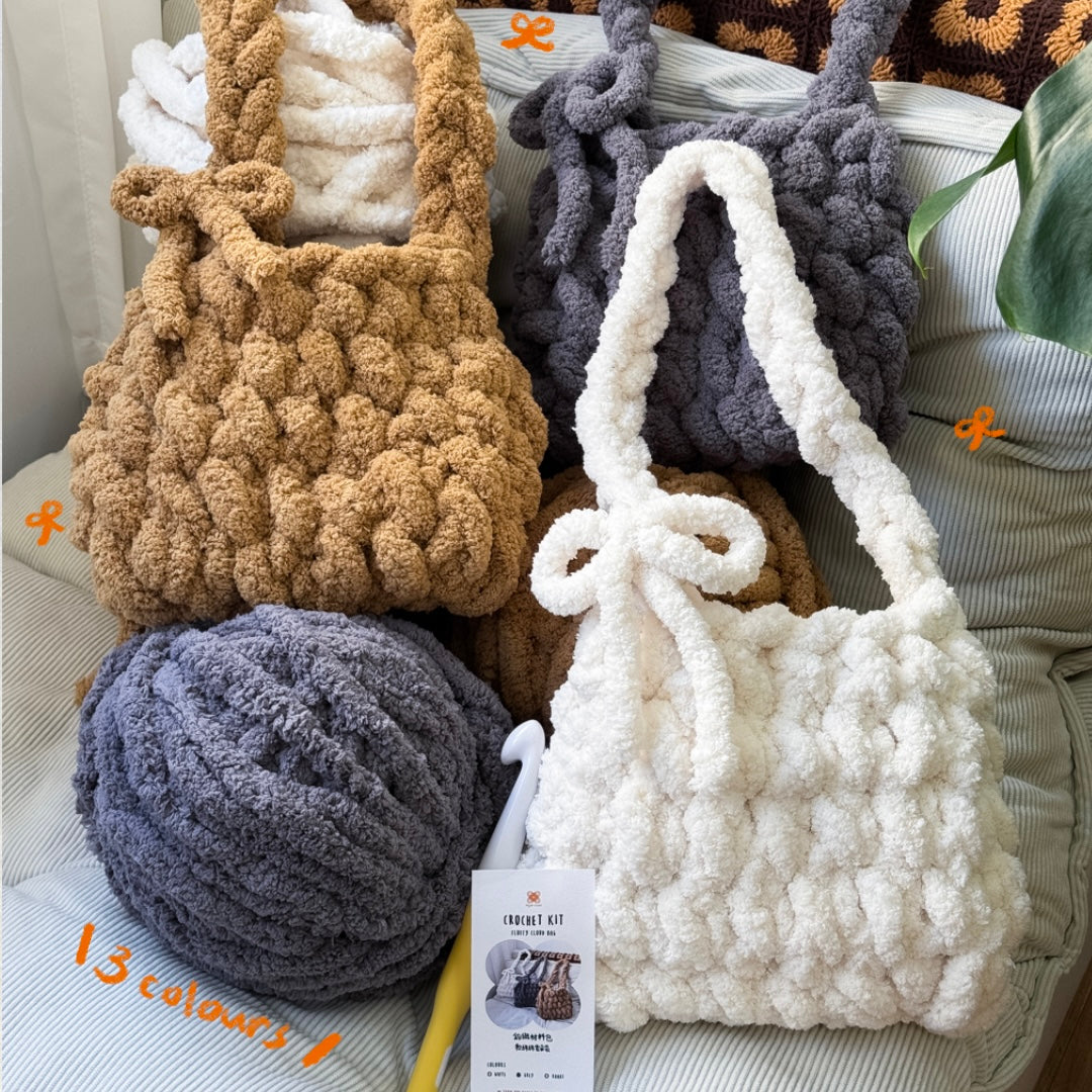鈎織材料包-軟綿綿雲朵袋-miyabi-crochet