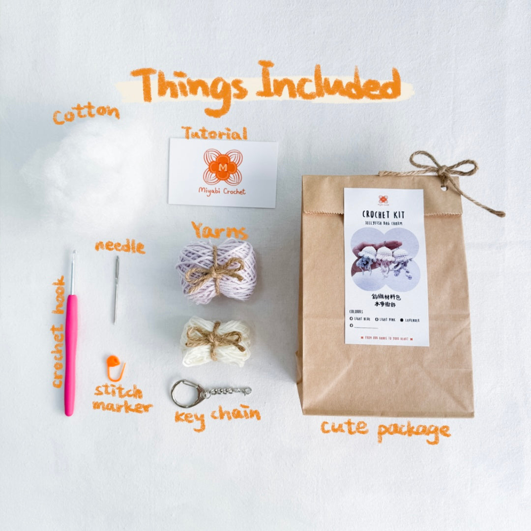 鈎織材料包-水母掛飾-miyabi-crochet