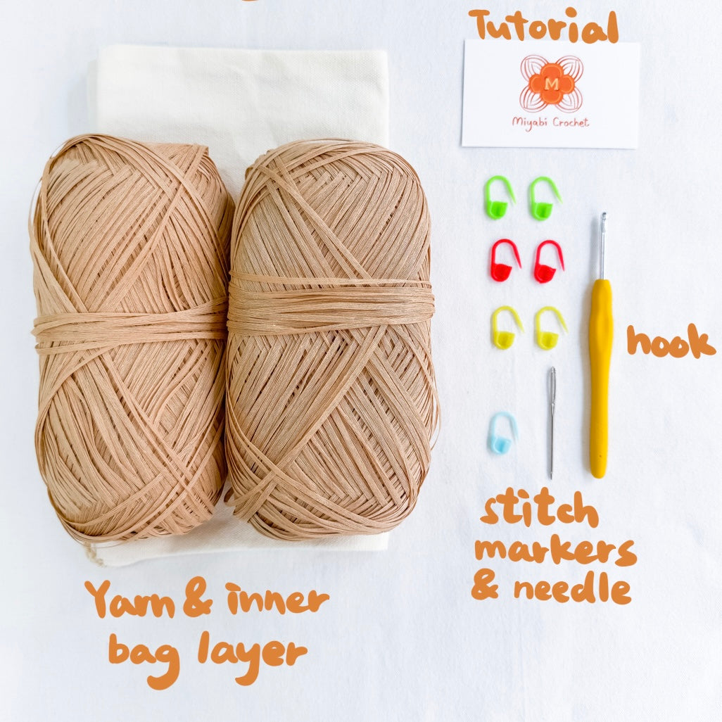 鈎織鏤空海浪袋材料包-miyabi-crochet