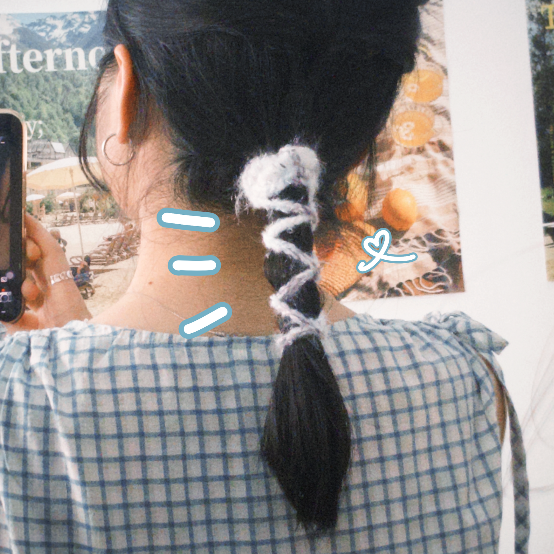 鈎織手混線長綁帶髮圈-miyabi-crochet