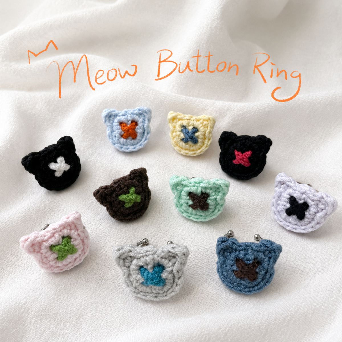 鈎織貓貓鈕扣戒指-miyabi-crochet