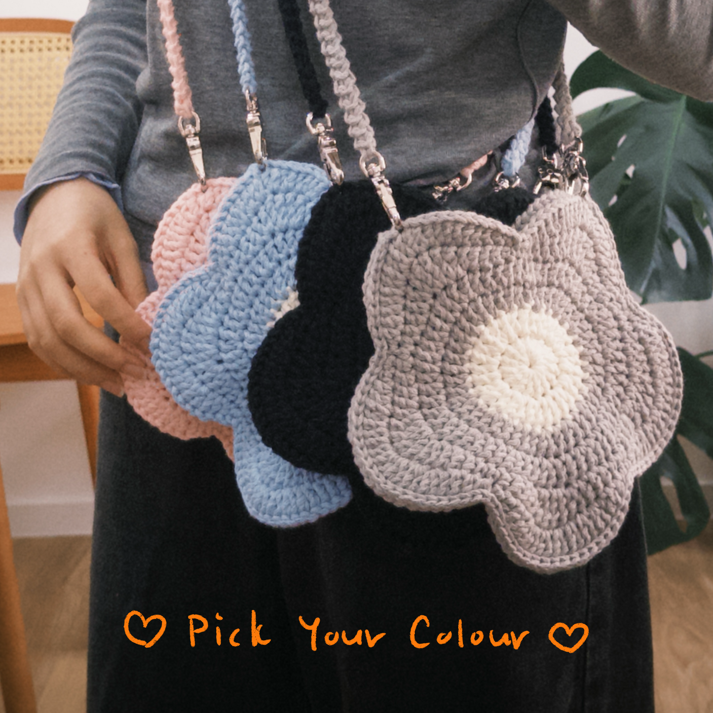 鈎織朵朵花斜孭袋-miyabi-crochet