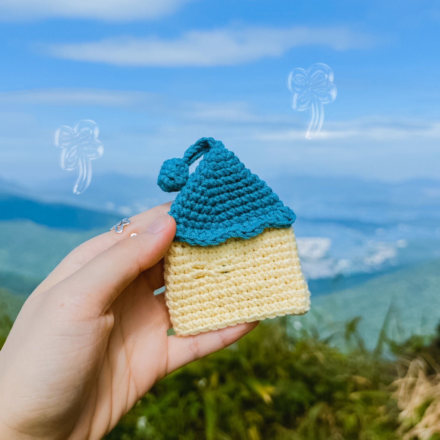 手作鈎織鎖匙包-森林精靈小屋鎖匙包-miyabi-crochet