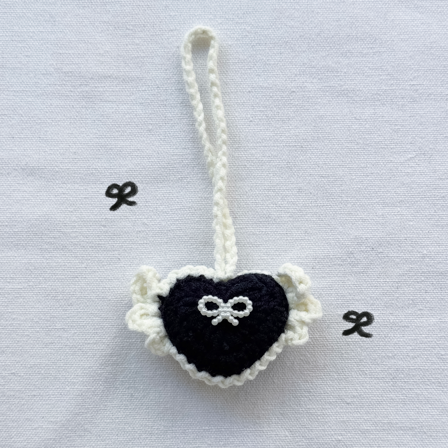 手工鈎織掛飾-天使心心掛飾-miyabi-crochet