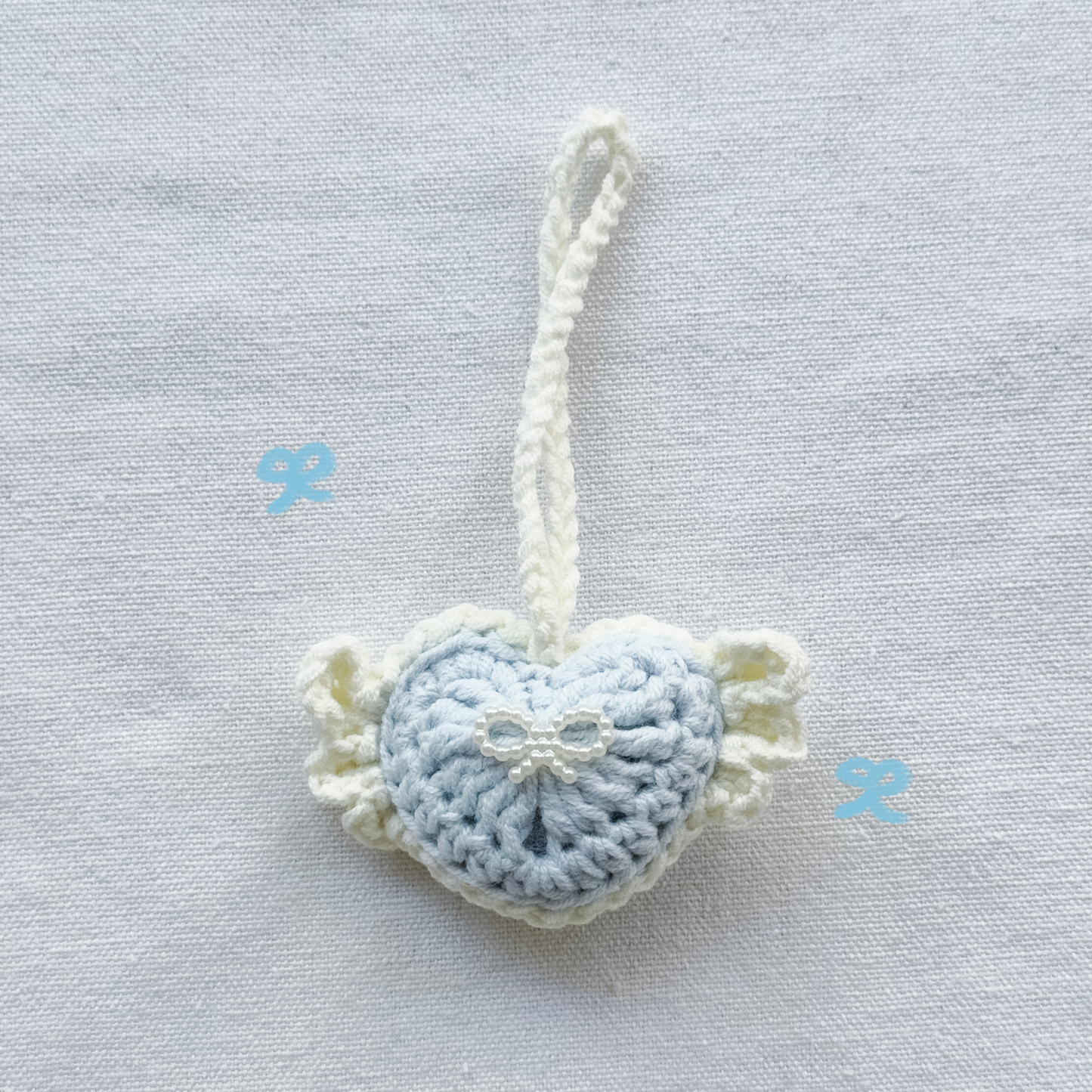手工鈎織掛飾-天使心心掛飾-miyabi-crochet