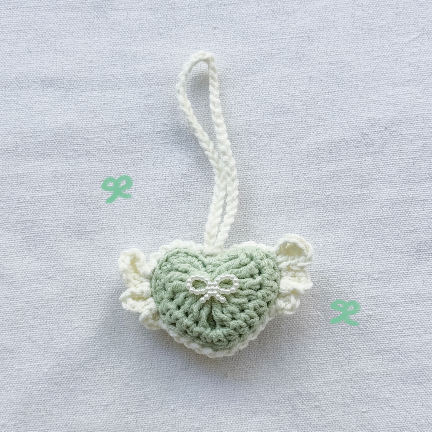 手工鈎織掛飾-天使心心掛飾-miyabi-crochet