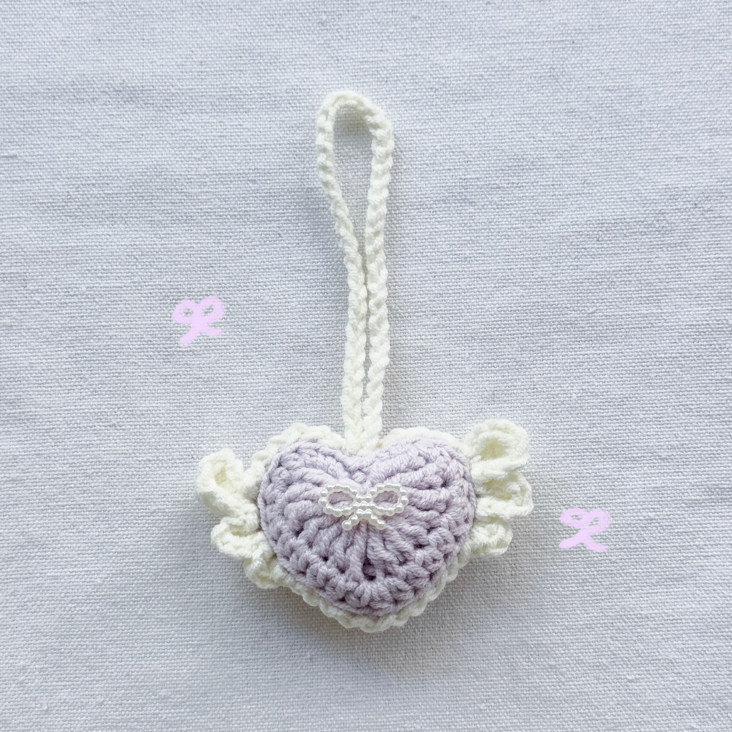 手工鈎織掛飾-天使心心掛飾-miyabi-crochet