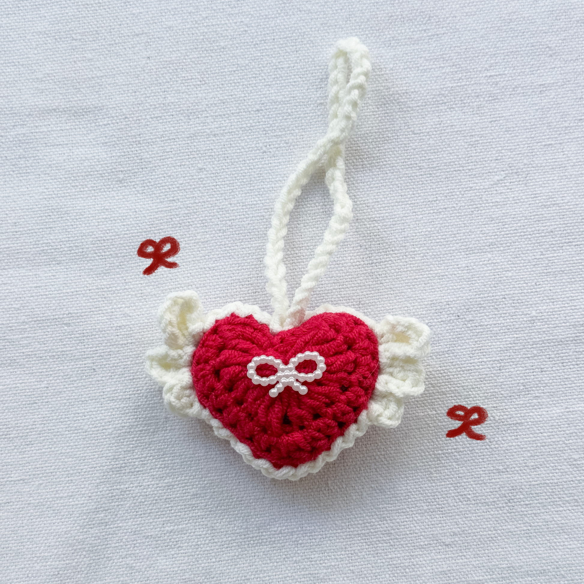 手工鈎織掛飾-天使心心掛飾-miyabi-crochet