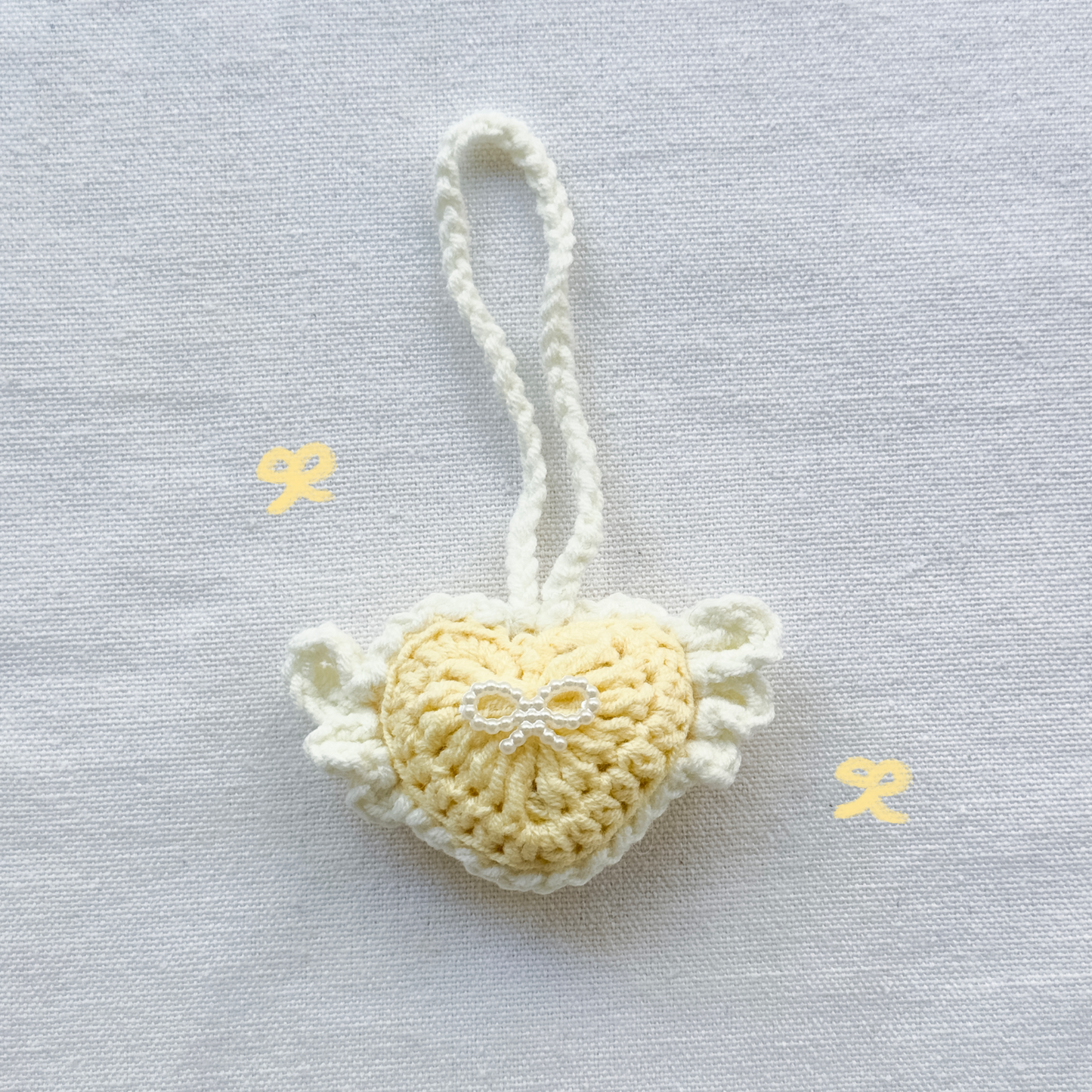 手工鈎織掛飾-天使心心掛飾-miyabi-crochet